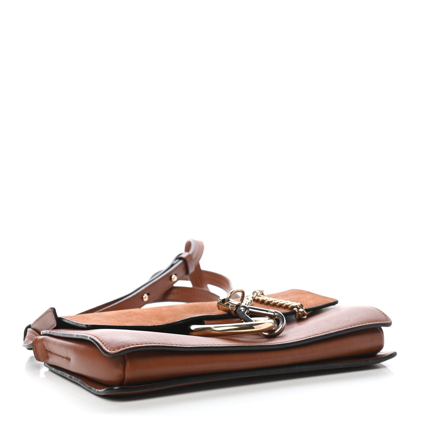 Suede Calfskin Small Faye Shoulder Bag Tobacco