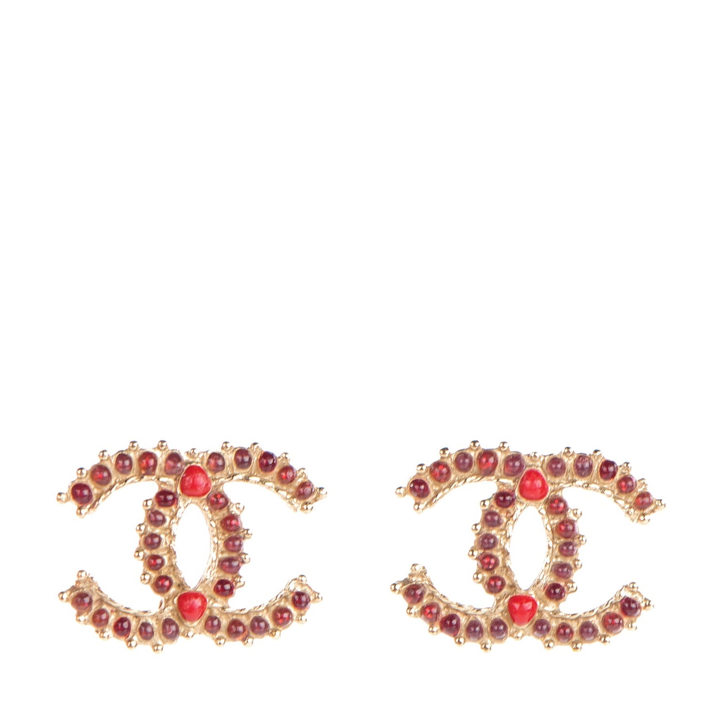 Enamel Poured Glass CC Earrings Gold