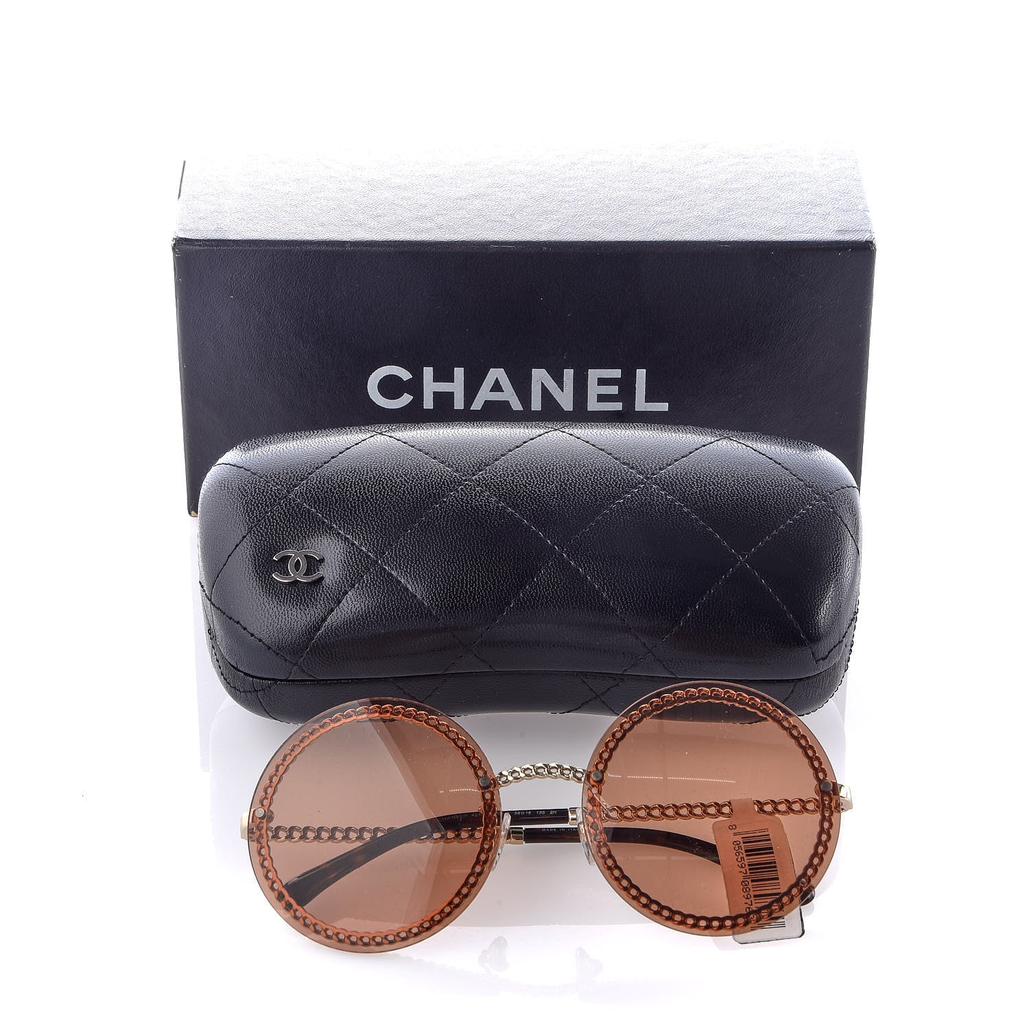Chanel Round Removable Triple Hanging Chain Sunglasses 4245 Light Brown 9 of 9
