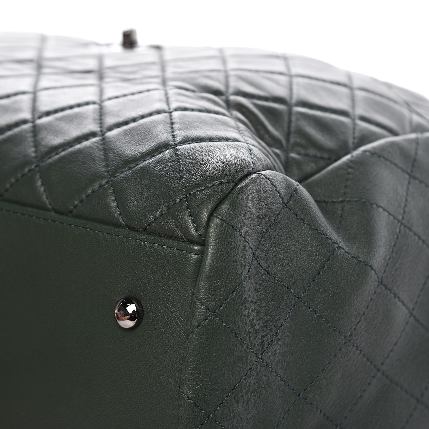 Lambskin Quilted Large Drawstring Shoulder Bag Green