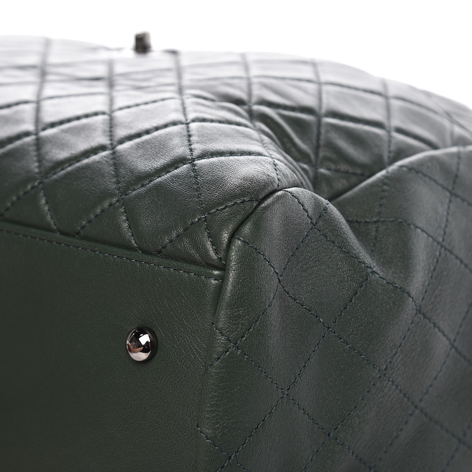 Chanel Lambskin Quilted Large Drawstring Shoulder Bag Green 13 of 14