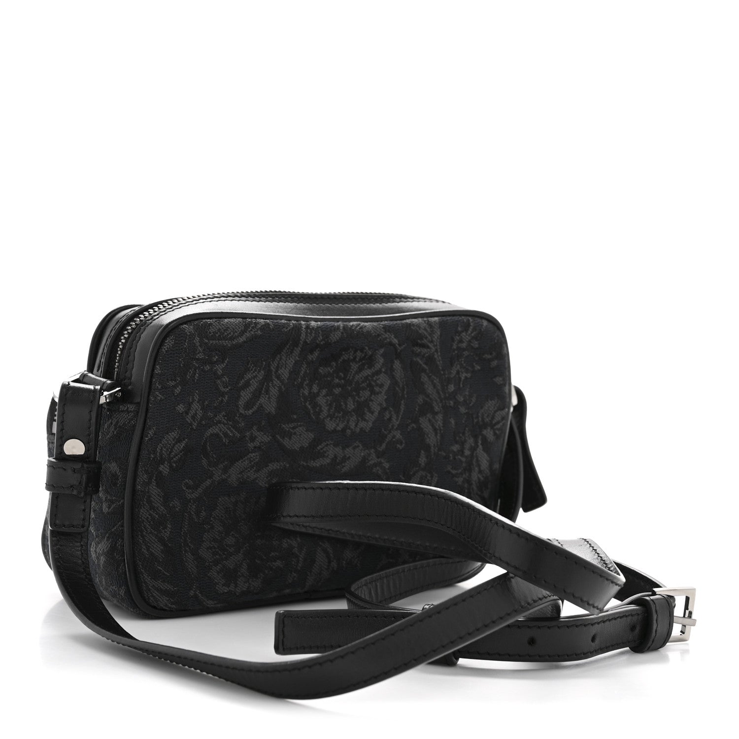 Versace Fabric Jacquard Calfskin Barocco Crossbody Bag Black 3 of 12