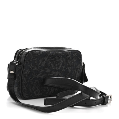 Versace Fabric Jacquard Calfskin Barocco Crossbody Bag Black 3 of 12