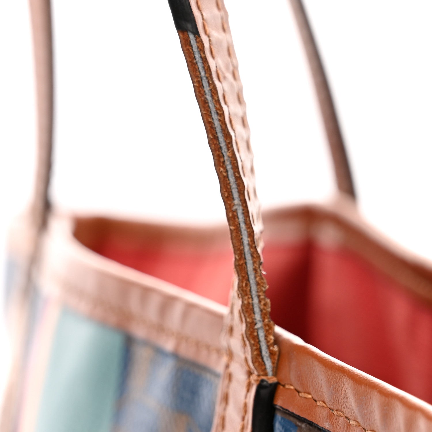 Moynat Grained Calfskin Canvas 1920 Oh! Tote Ruban Duo MM Indigo Bronze Cognac 11 of 15