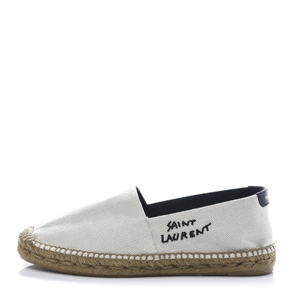 Saint Laurent Canvas Nappa Elba Light Logo Embroidered Espadrilles 37 Panna 1 of 9