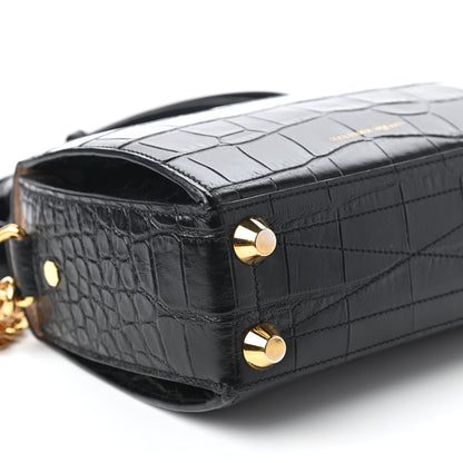 Alexander McQueen Calfskin Crocodile Embossed Box Shoulder Bag 19 Black 6 of 10