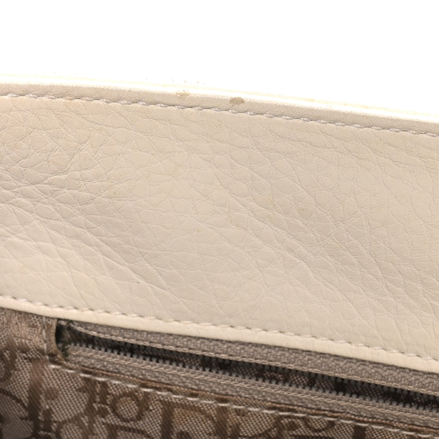 Calfskin Cannage D Buckle East West Tote White