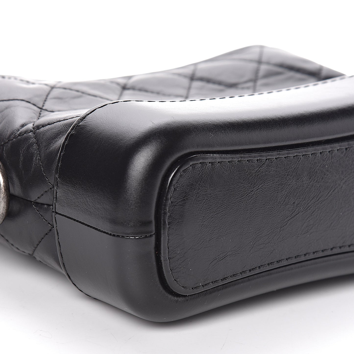 Aged Calfskin Quilted Small Gabrielle Hobo Black