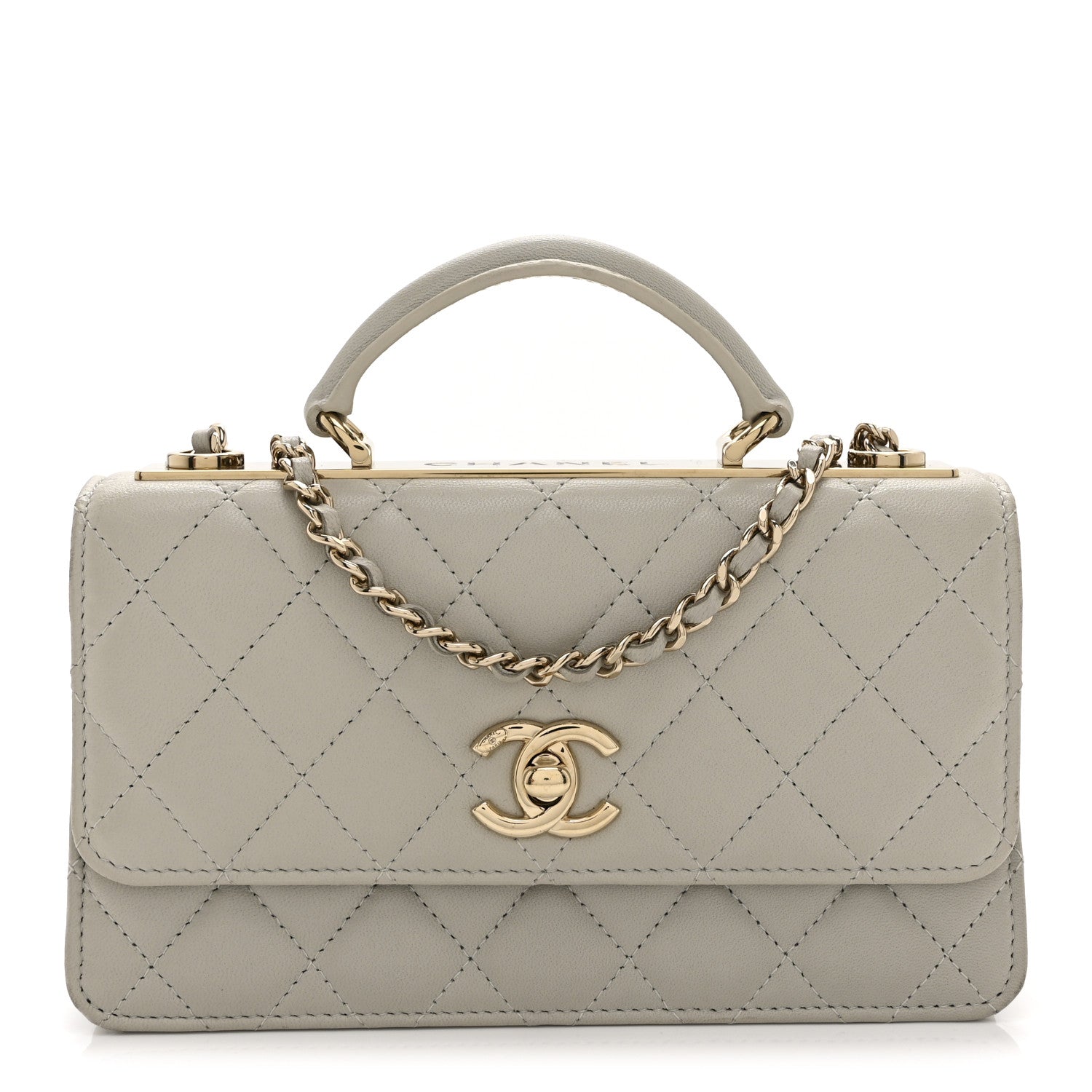 Chanel Lambskin Quilted Trendy CC Dual Handle Clutch With Chain Grey 1 of 11