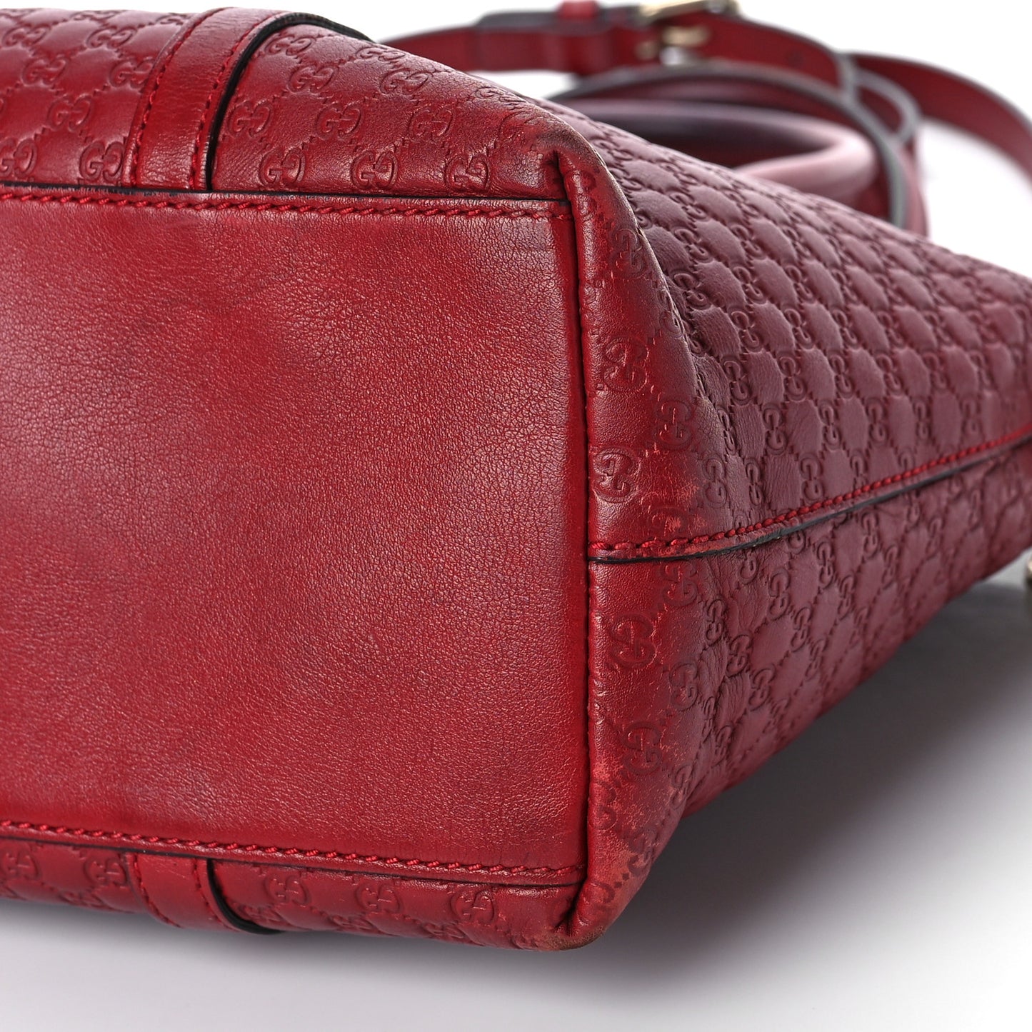 Soft Microguccissima Small Zippered Satchel Rosso