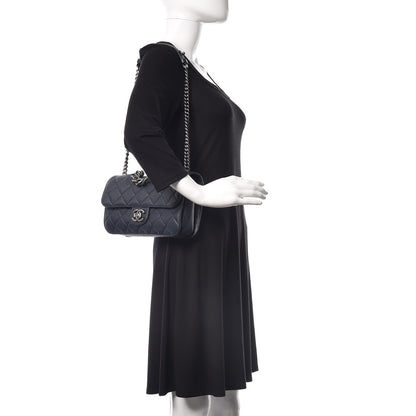 Chanel Goatskin Quilted Medium Perfect Edge Flap Navy Blue 2 of 10