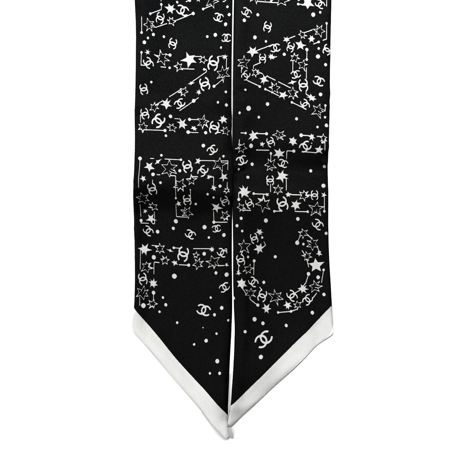 Chanel Silk Star Logo Slim Bandeau Scarf Black 3 of 3