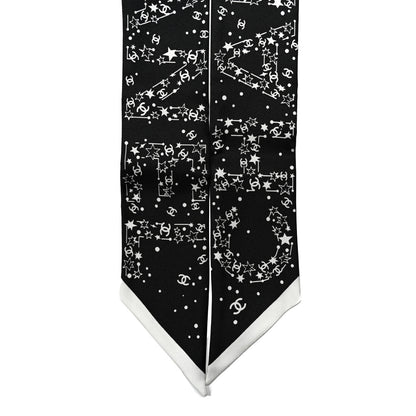 Chanel Silk Star Logo Slim Bandeau Scarf Black 3 of 3