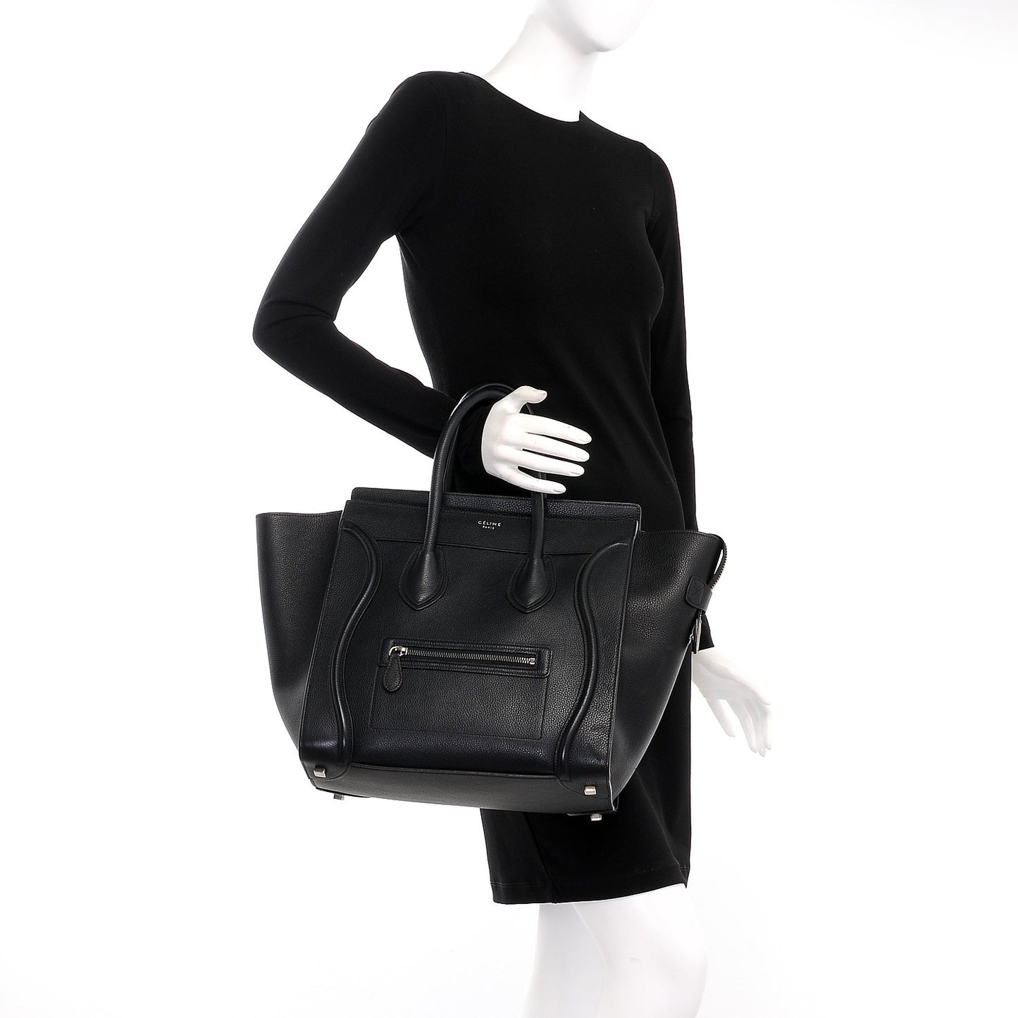 Drummed Calfskin Mini Luggage Black
