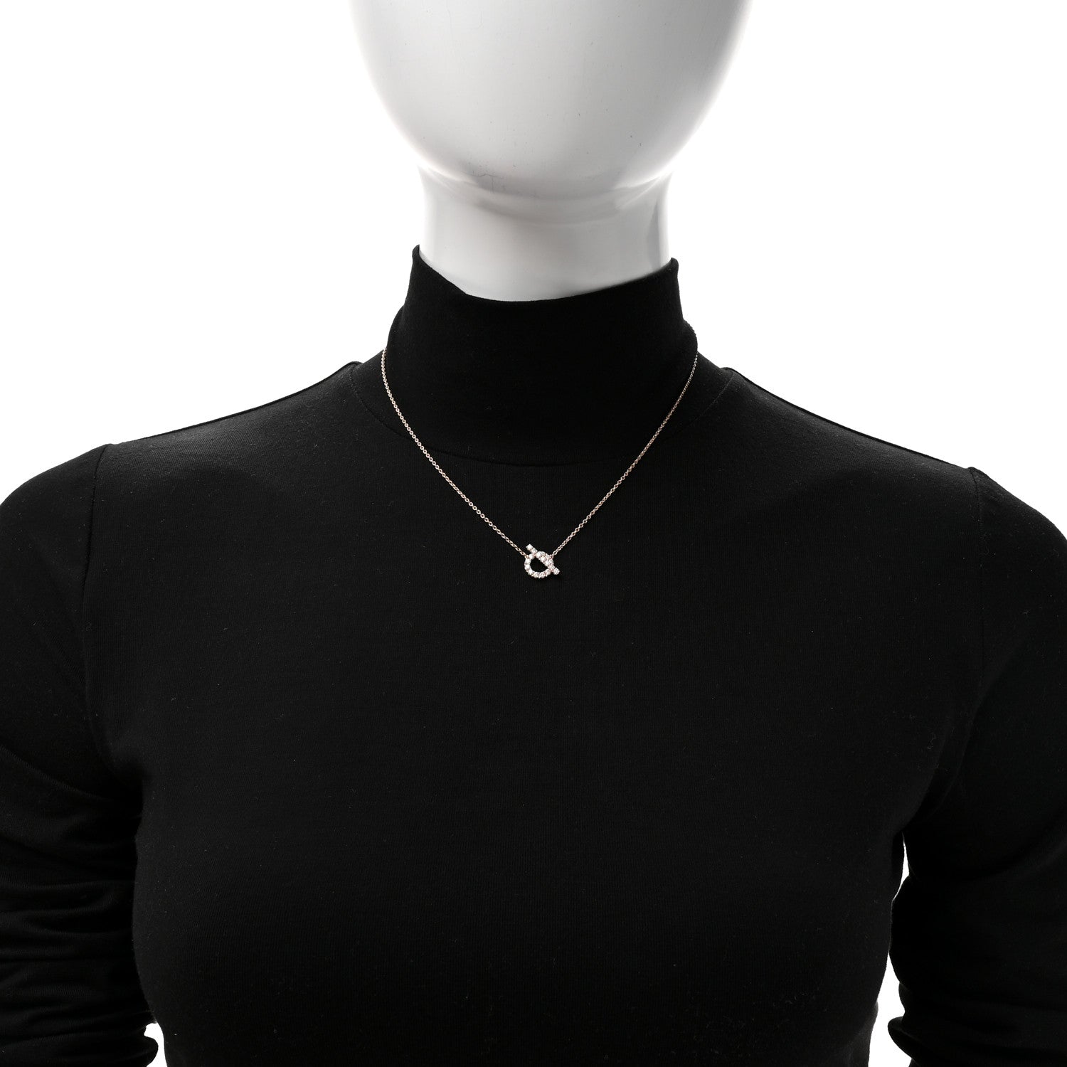 Hermes 18K Rose Gold Diamond Finesse Pendant Necklace 2 of 6