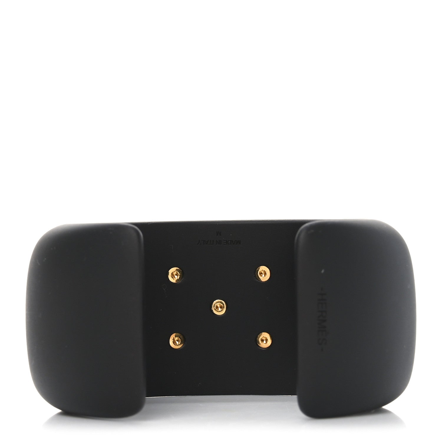 Hermes Pearwood Medor Wide Cuff Bracelet M Black 3 of 5