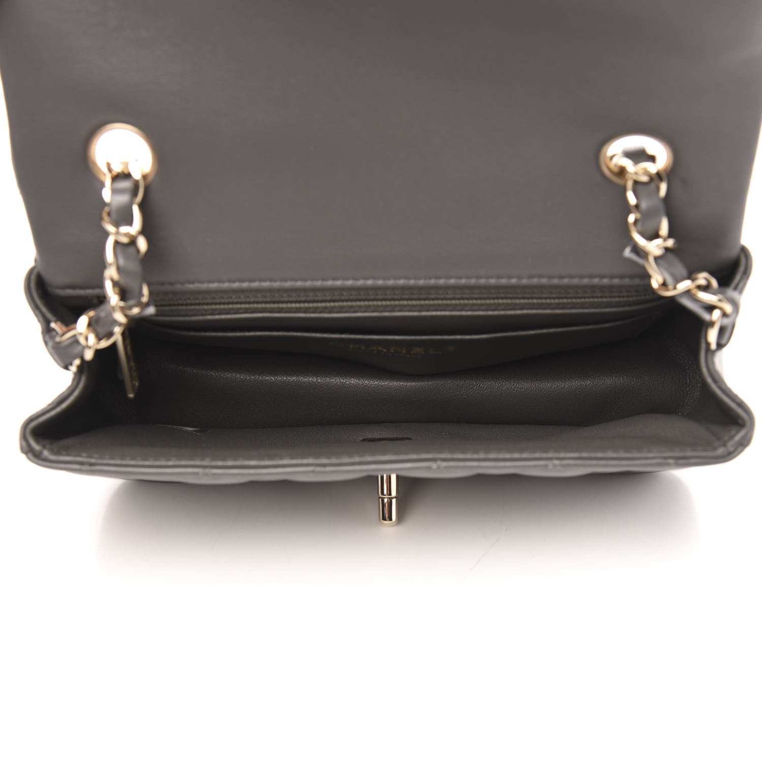 Chanel Lambskin Quilted Mini Rectangular Flap Grey 5 of 11
