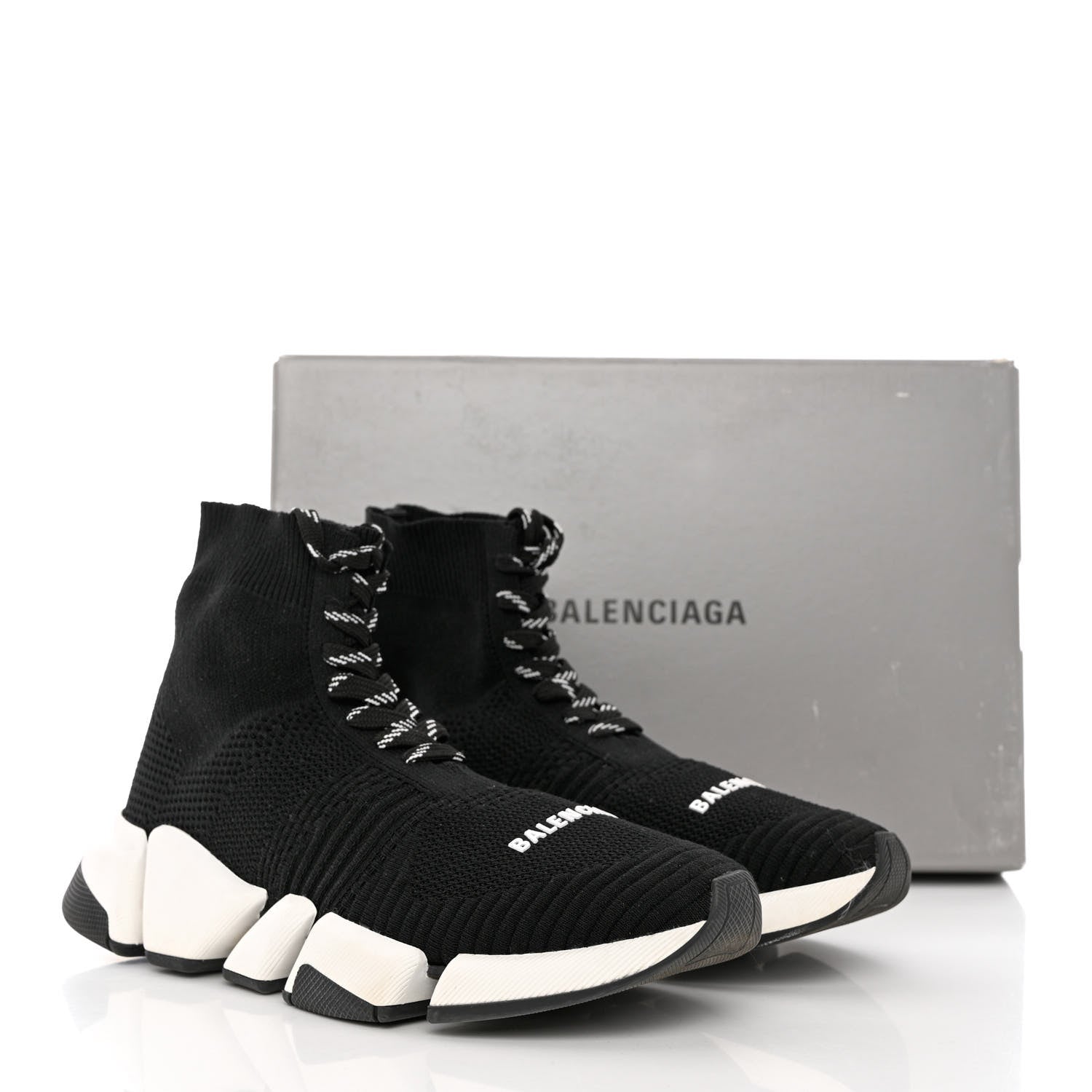 Balenciaga Technical 3D Recycled Knit Womens Speed 2.0 Lace Up Sneakers 39 Black 11 of 11