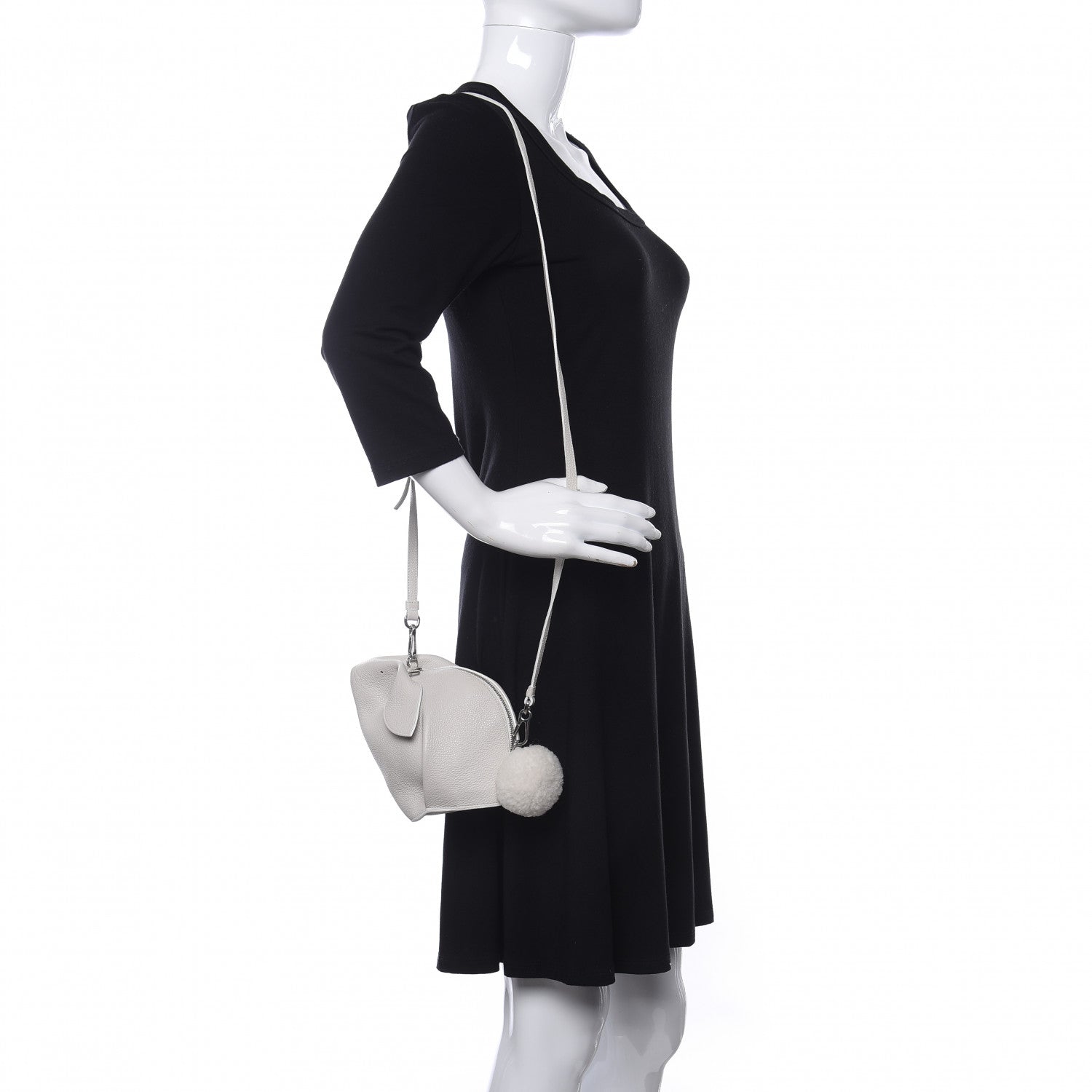 Loewe Calfskin Shearling Mini Bunny Crossbody Bag White 2 of 10