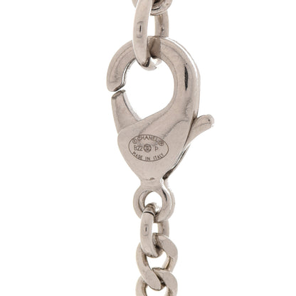 Chanel Crystal Baguette CC Mirror Pendant Necklace Silver 5 of 6