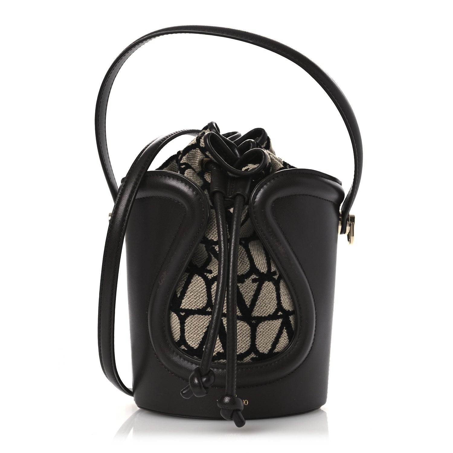 Valentino Garavani Toile Iconographe Nappa Le Cinquième Bucket Bag Naturale Black Fondant 1 of 15