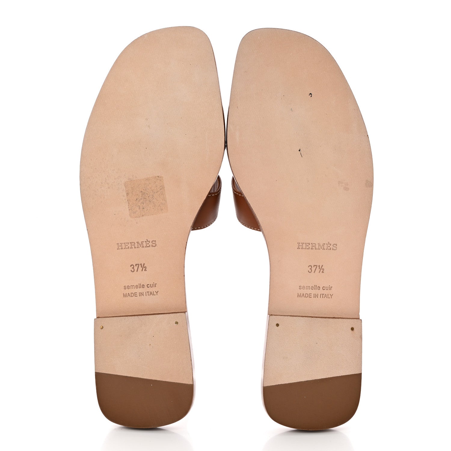 Hermes Box Calfskin Oran Sandals 37.5 Gold 5 of 14