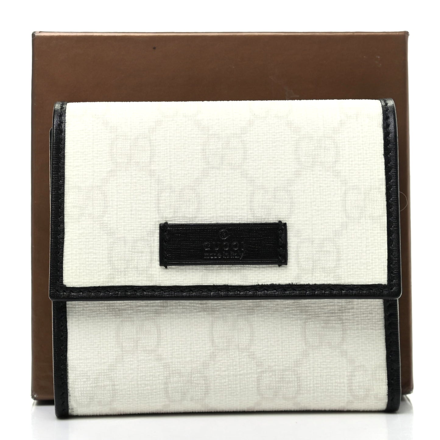 GG Plus Monogram Joy French Flap Wallet White Black