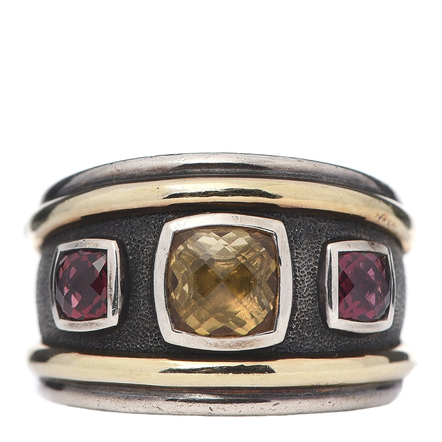 Sterling Silver 14K Yellow Gold Citrine Rhodolite Garnet 15mm Renaissance Ring 54 7