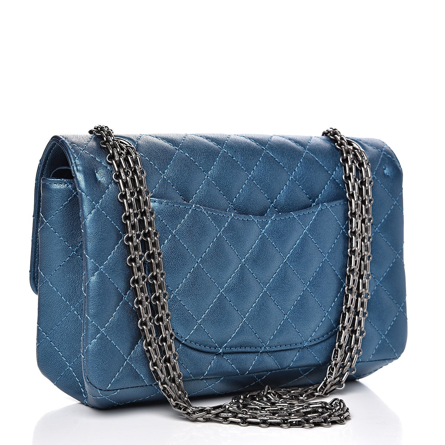 Chanel Metallic Sheepskin Quilted 2.55 Reissue 225 Flap Blue 2 of 10