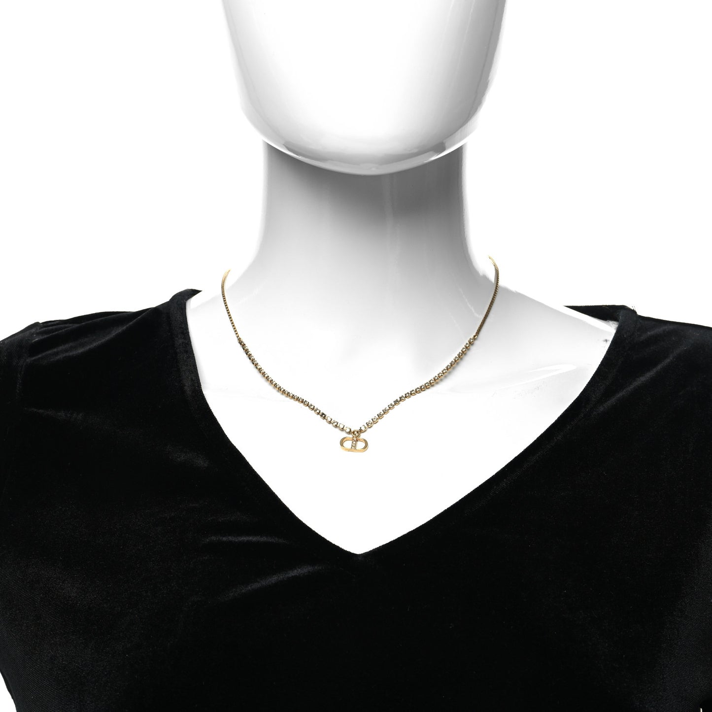 Metal Crystal Petite CD Necklace Gold