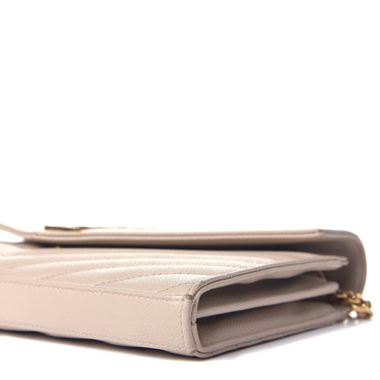 Saint Laurent Grain De Poudre Matelasse Chevron Monogram Chain Wallet Nude Powder 9 of 11