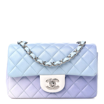 Chanel Perforated Lambskin Quilted Mini Rectangular Flap Light Blue Light Purple White 1 of 11