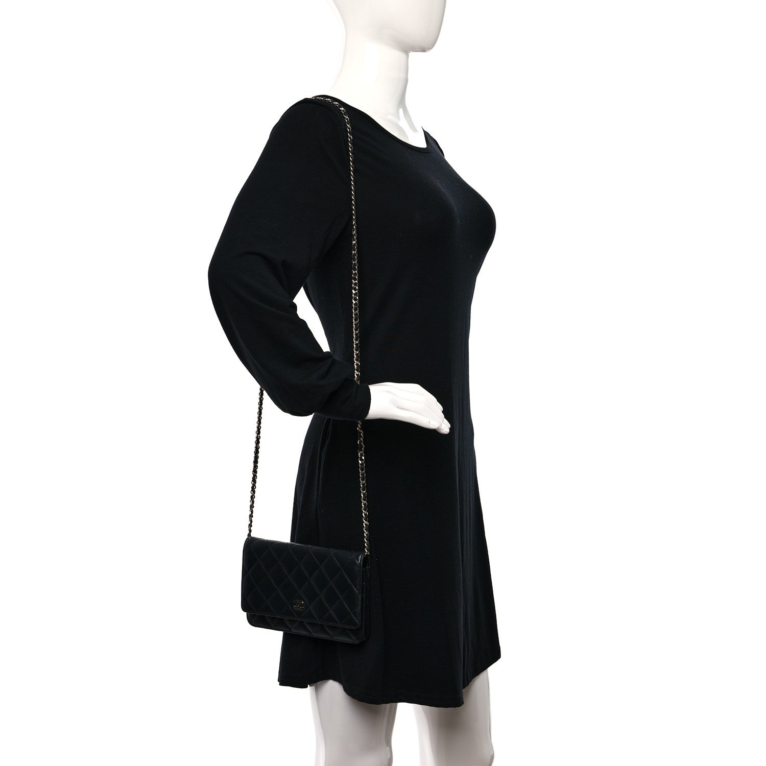 Chanel Lambskin Quilted Wallet On Chain WOC Black 2 of 11