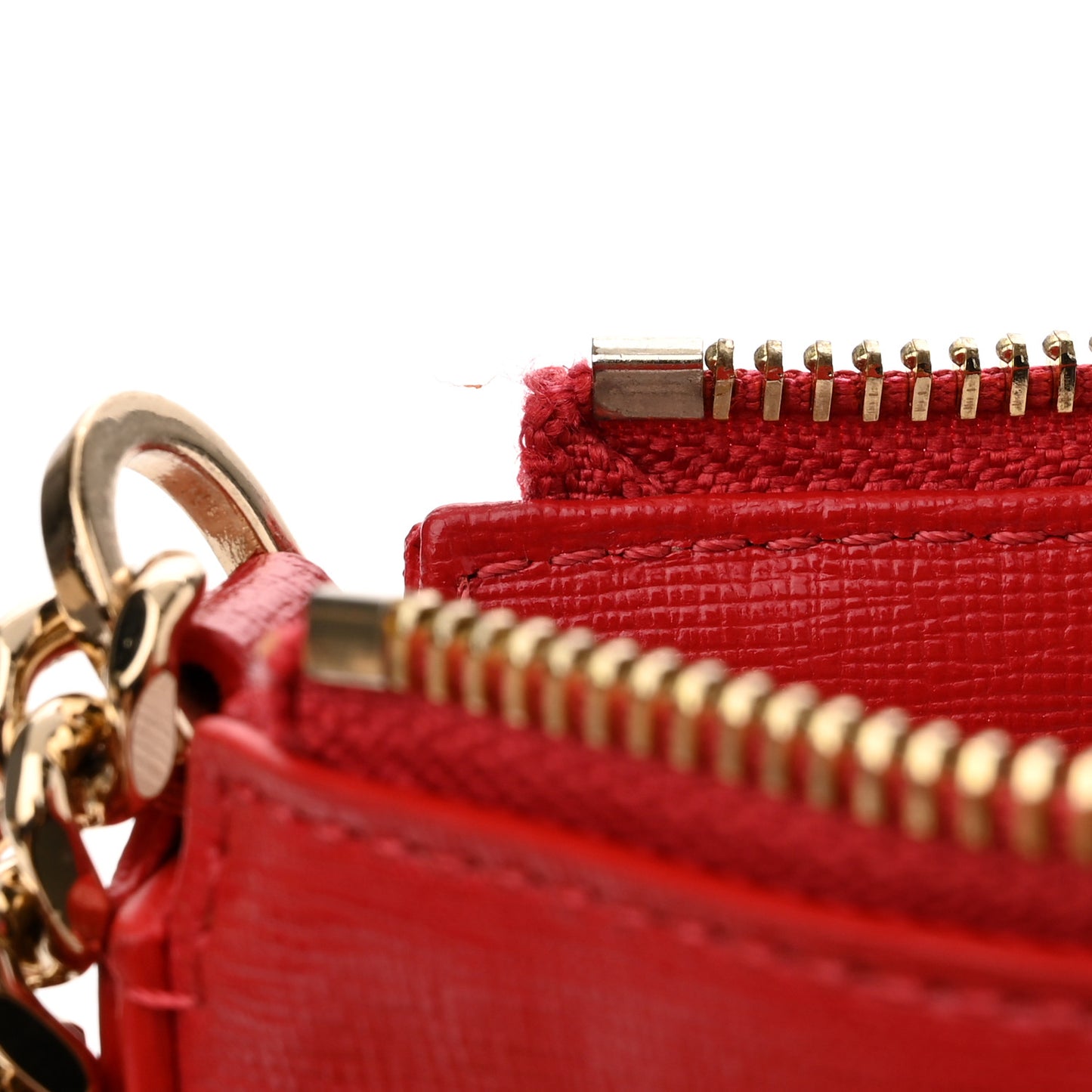 Saffiano Calfskin Palazzo Chain Crossbody Red