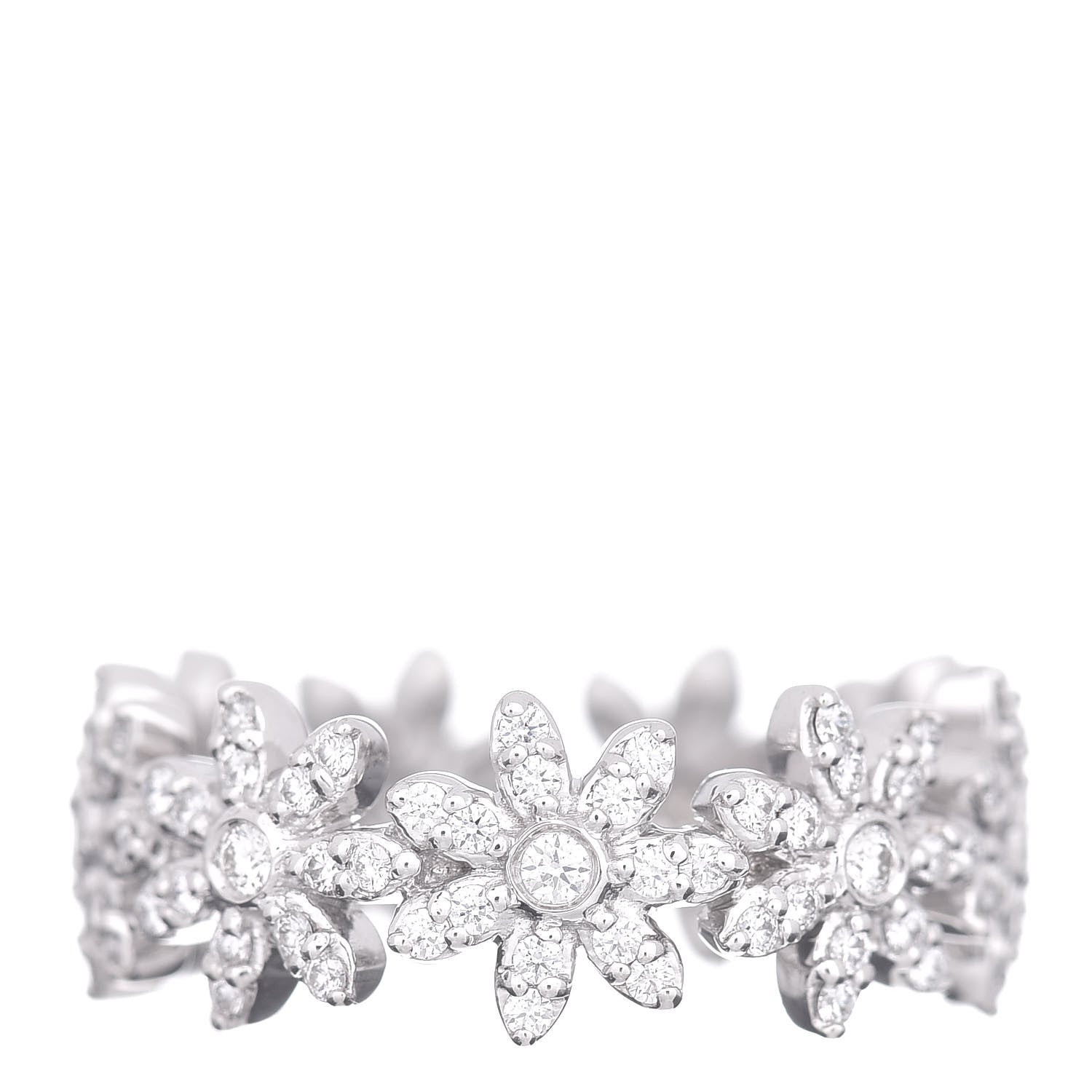 Tiffany 18K White Gold Diamond Daisy Metro Band Ring 49 4.75 3 of 6