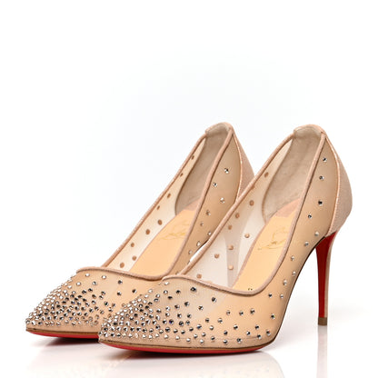 Christian Louboutin Suede Lame Crystal Strass Follies 85 Pumps 37.5 Light Silk 3 of 7