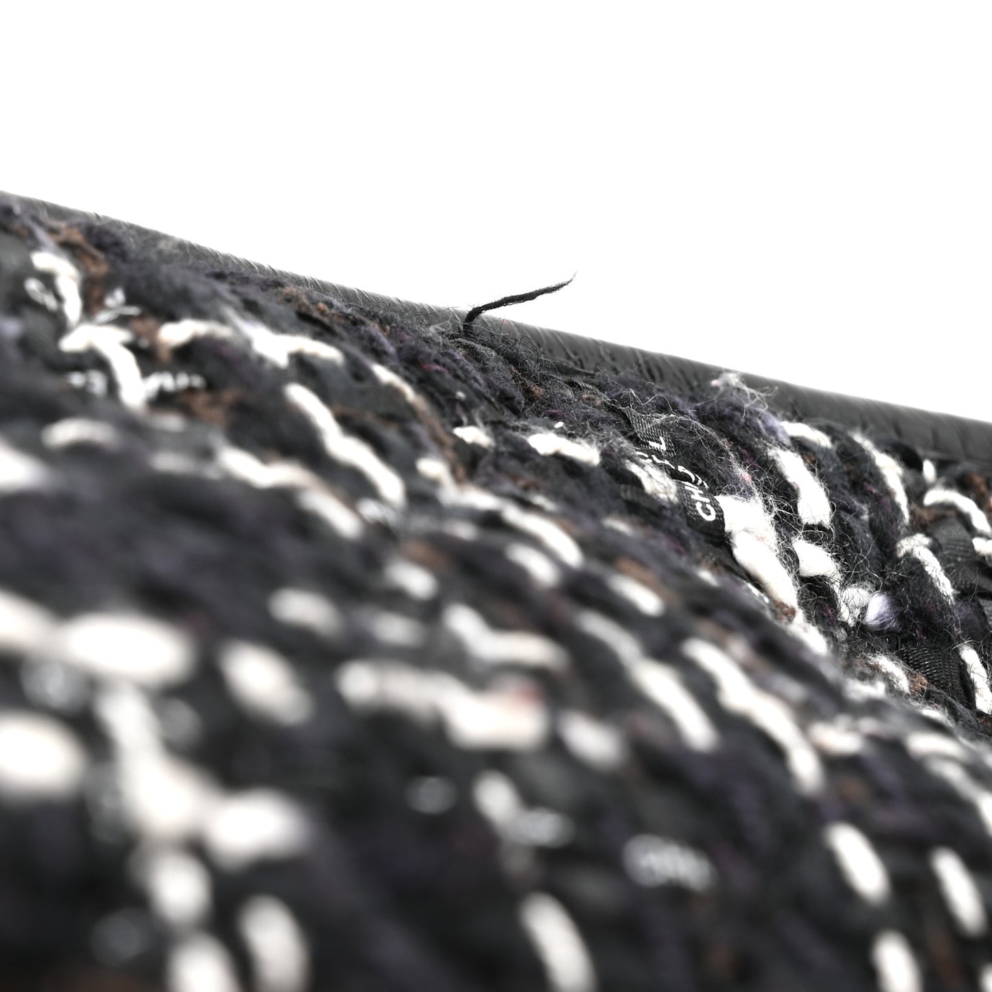Tweed Calfskin Quilted Medium Gabrielle Hobo Black White