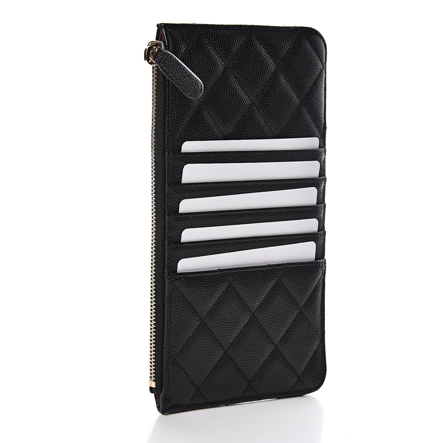 Caviar Quilted Classic Flat Wallet Pouch Black