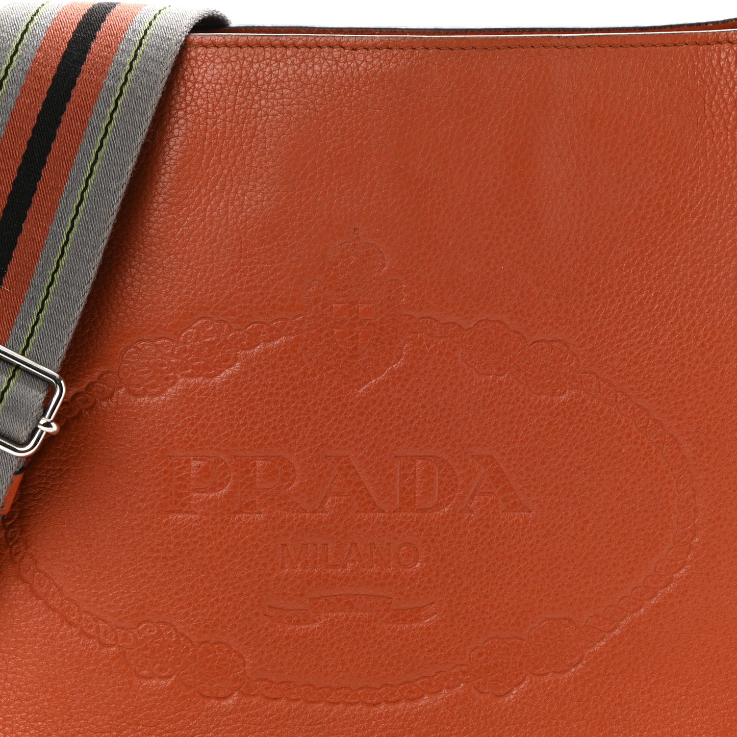 Vitello Phenix Embossed Logo Shoulder Bag Papaya