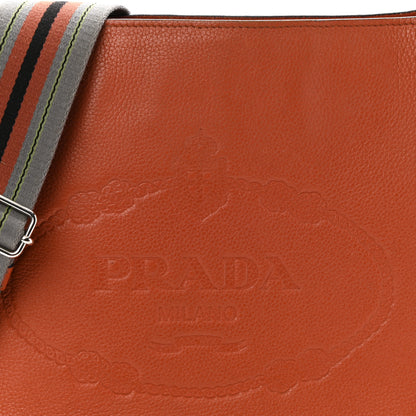 Prada Vitello Phenix Embossed Logo Shoulder Bag Papaya 9 of 14