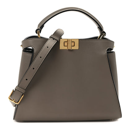 Fendi Vitello Tahiti Burro Medium Peekaboo Iconic Essentially Satchel Tortora Black 1 of 14
