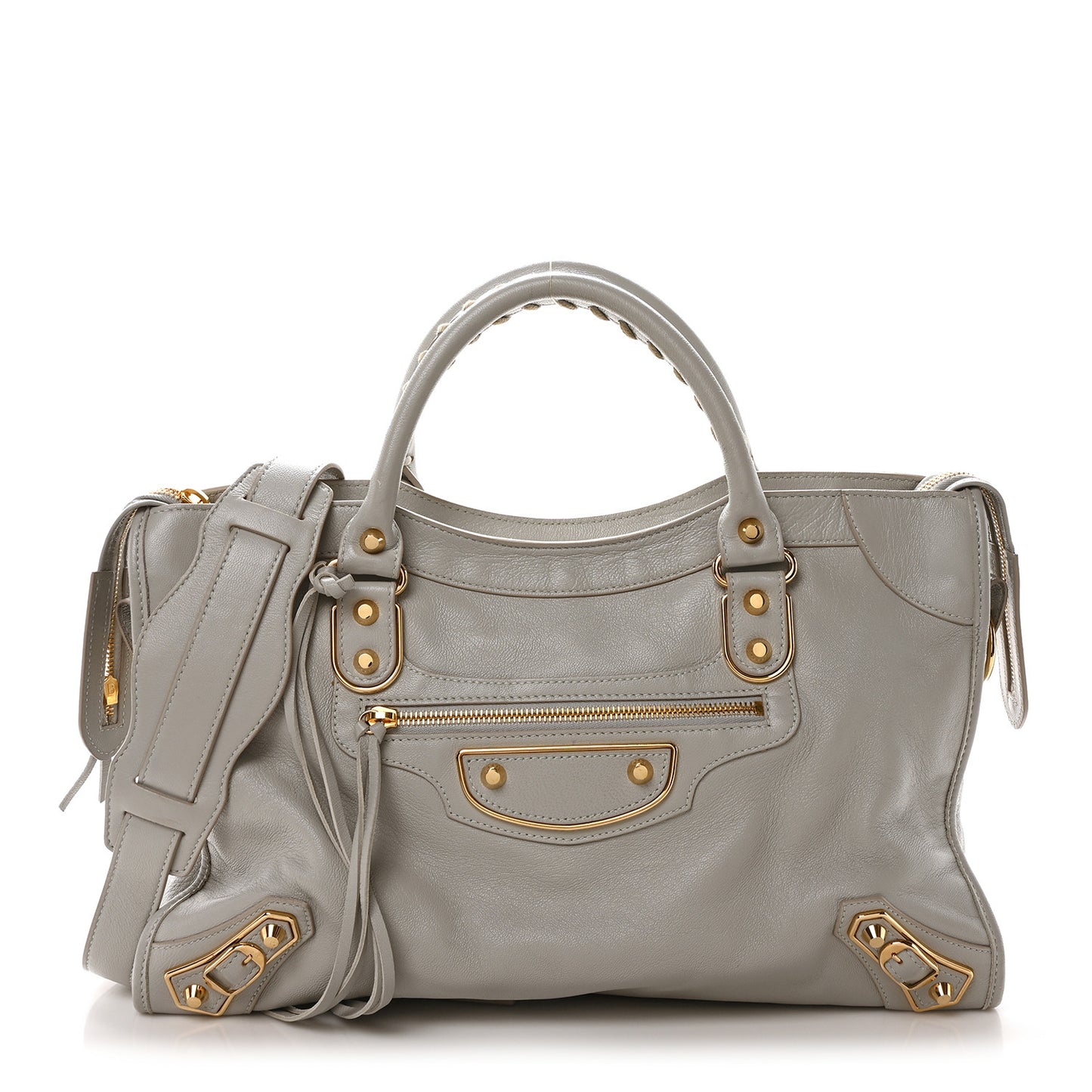 Agneau Gold Metallic Edge Hardware City Gris Glace