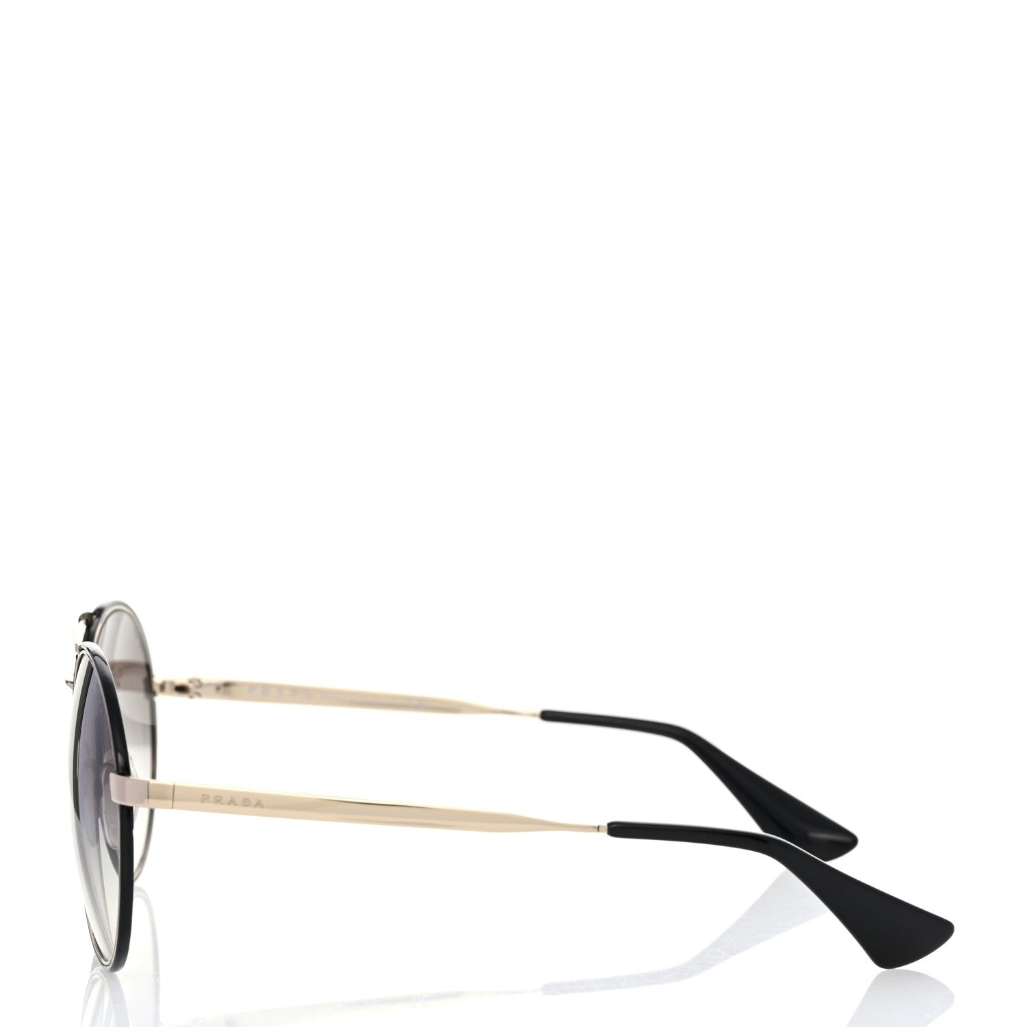 Prada Round Sunglasses SPR 51S Black Silver 3 of 8