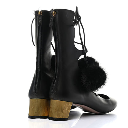 Gucci Calfskin Heloise Lace Up Ankle Boots 38.5 Black 4 of 10