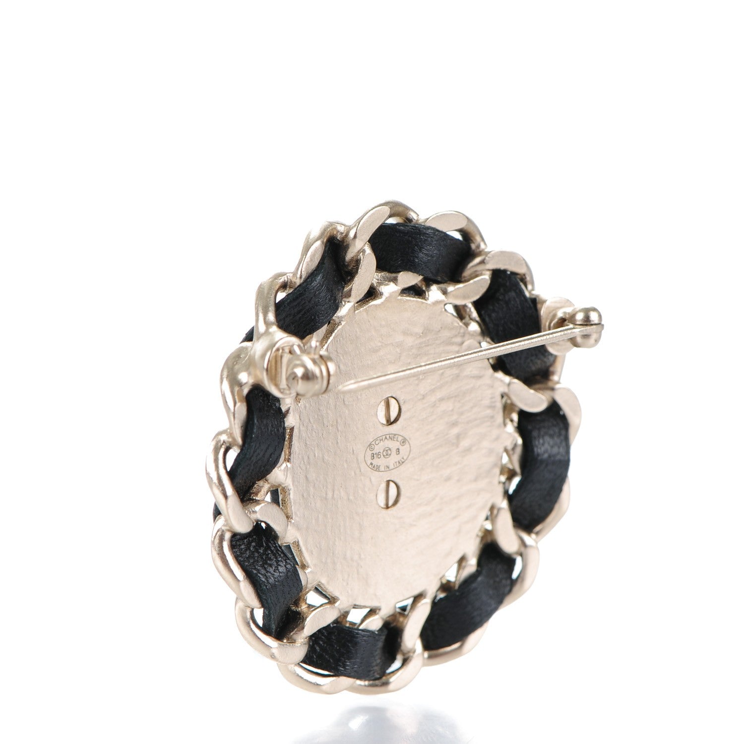 Chanel Lambskin Chain CC Brooch Black 3 of 4