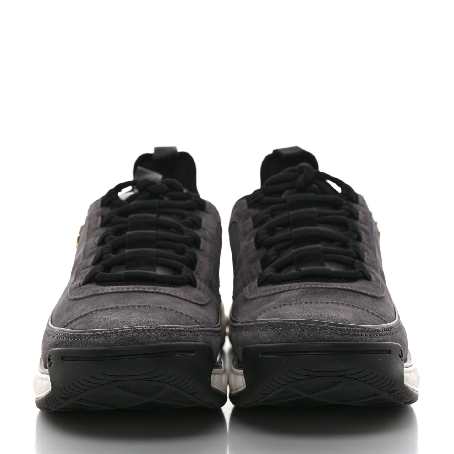 Suede Calfskin Nylon Grosgrain CC Sneakers 41 Gray