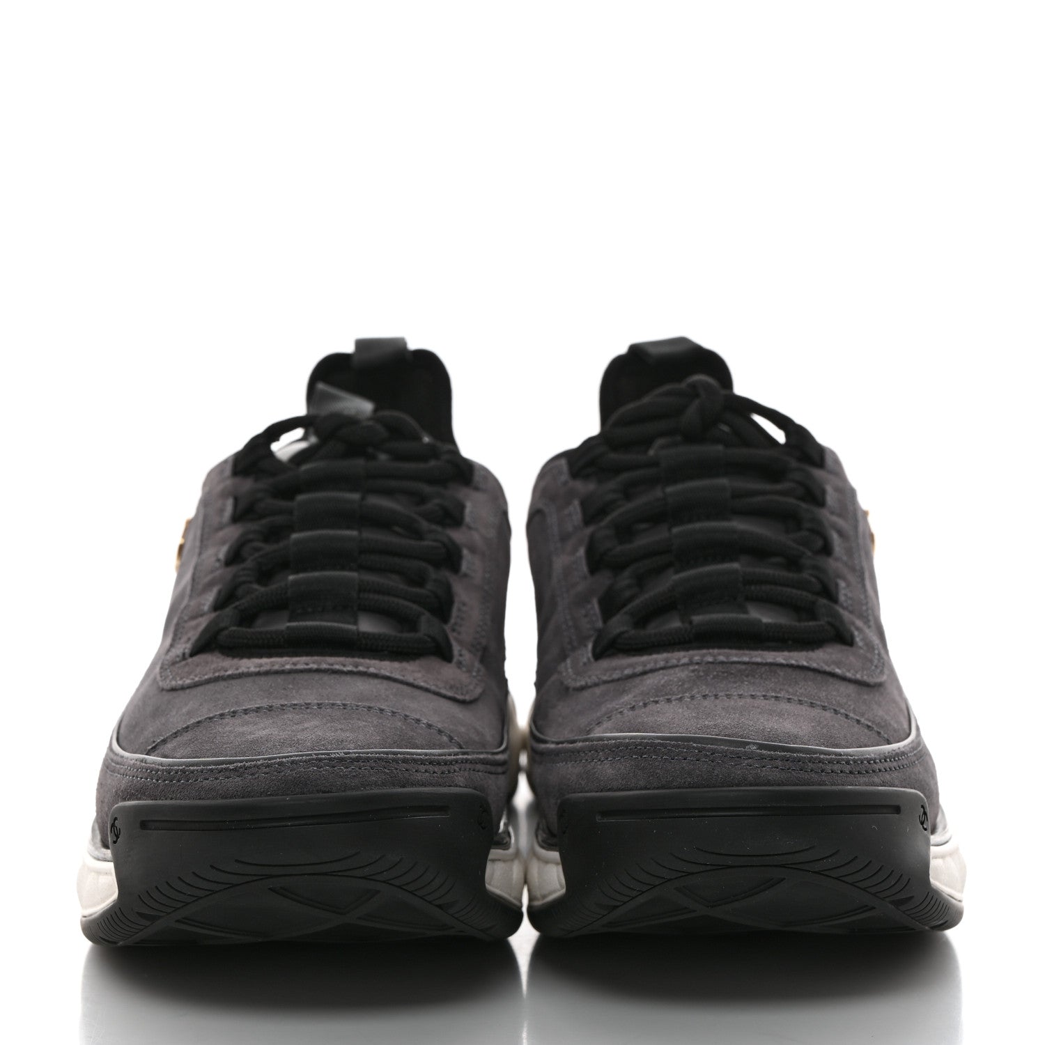 Chanel Suede Calfskin Nylon Grosgrain CC Sneakers 41 Gray 2 of 9