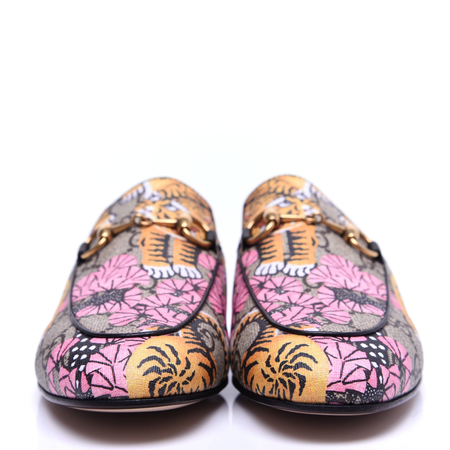 Gucci GG Supreme Monogram Bengal Womens Princetown Slippers 35 Beige Crop Pink 2 of 12