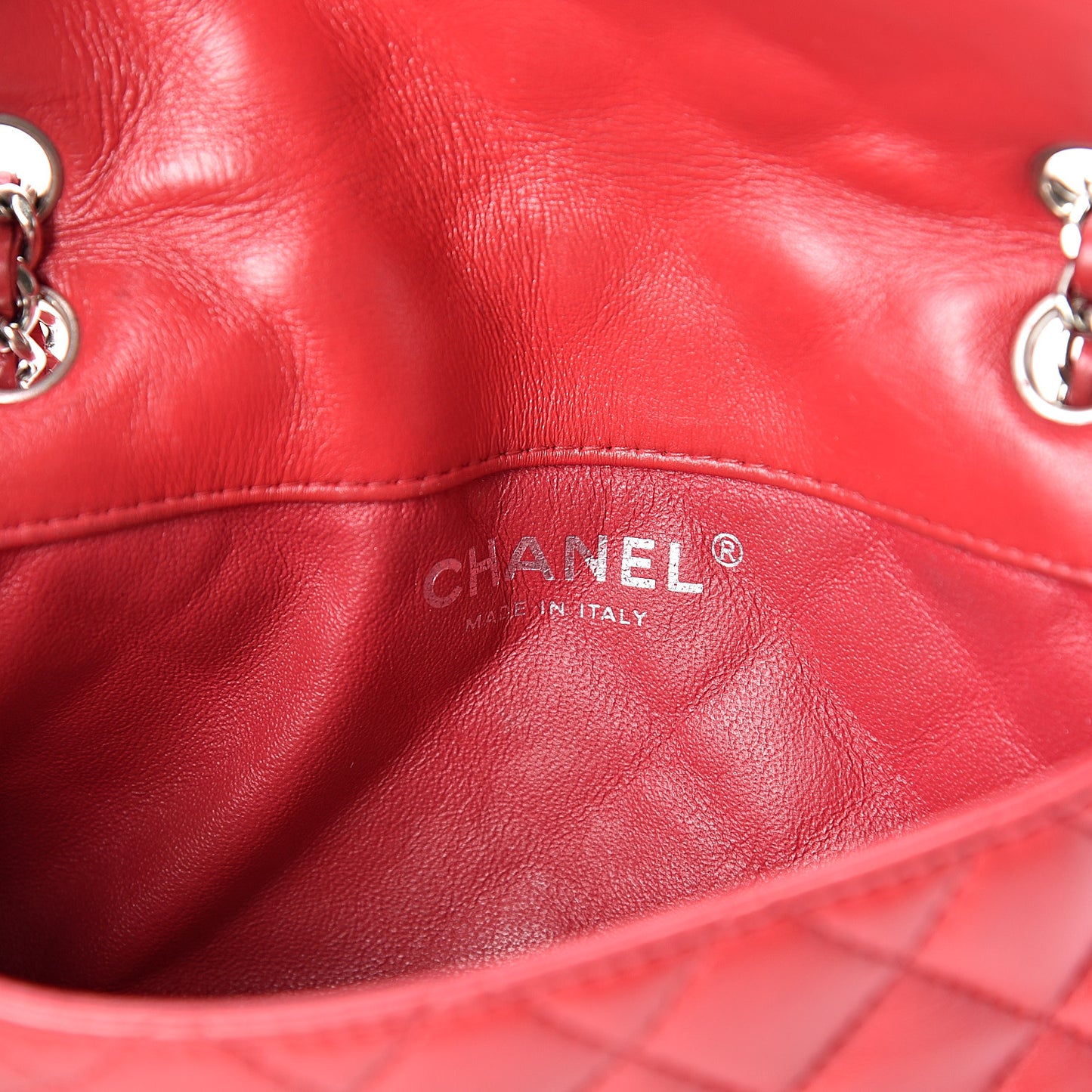 Lambskin Quilted Extra Mini Rectangular Flap Red