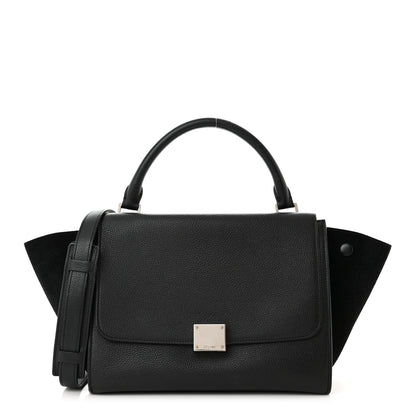 Celine Drummed Calfskin Suede Small Trapeze Black 1 of 13